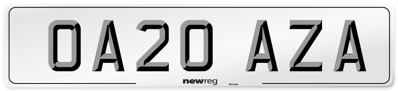 OA20 AZA Number Plate from New Reg